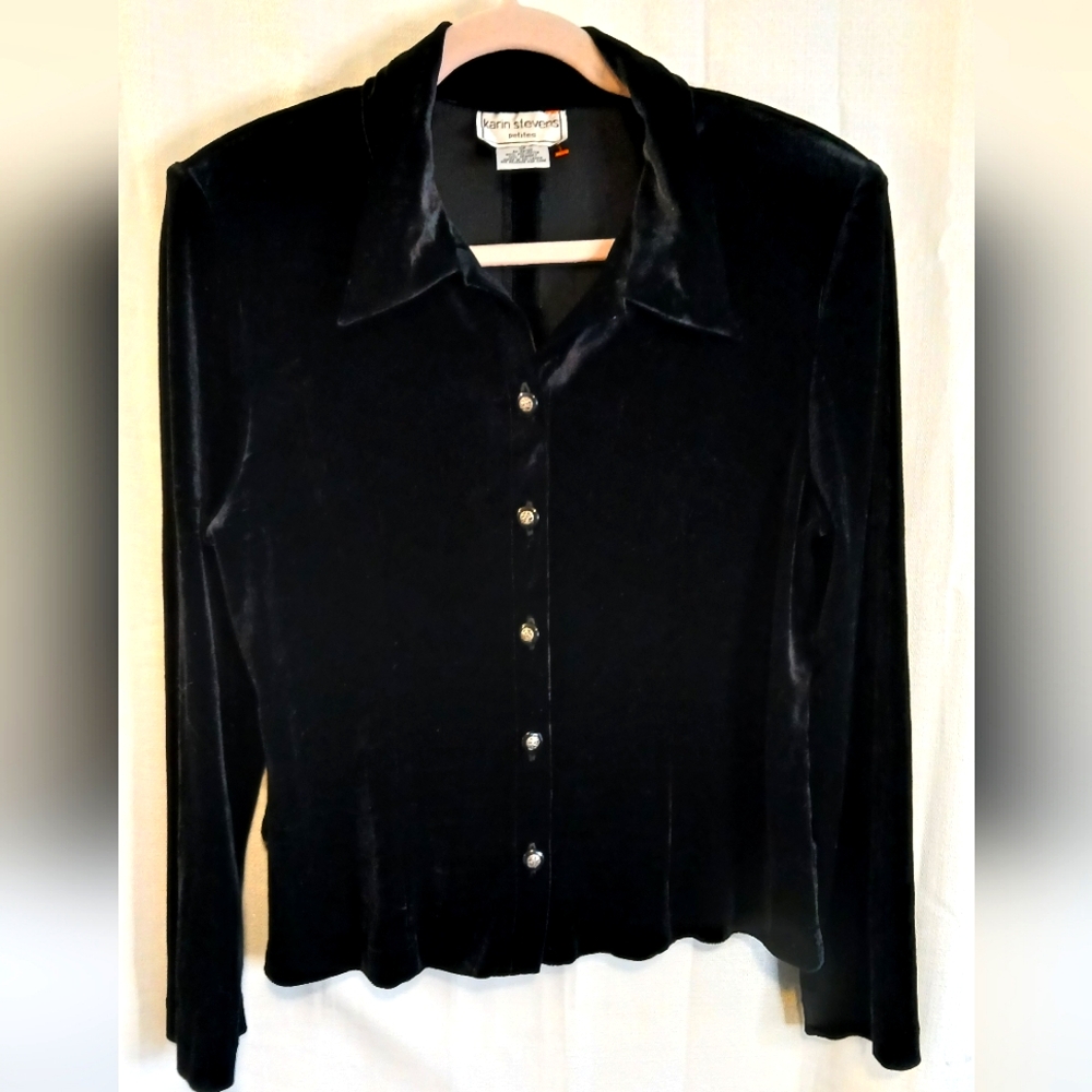 Vintage Karin stevens velvet button down blouse